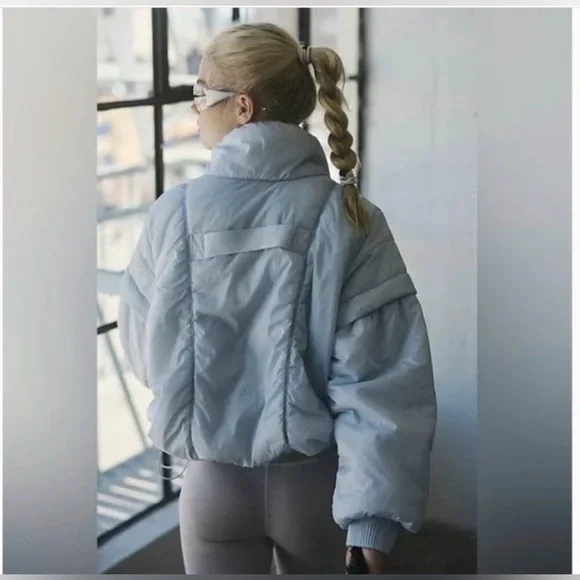 NWT FREE PEOPLE MOVEMENT Penelope Packable Puffer Jacket | Ice Grey MSRP $198 - Picture 4 of 10